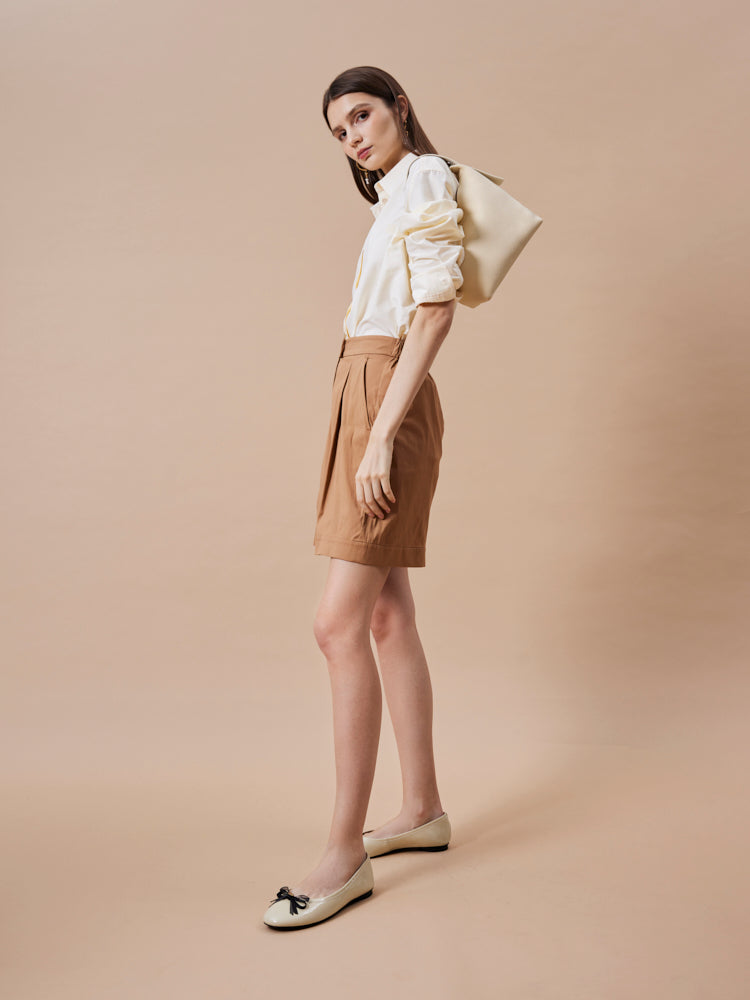 PAZZION, Pia Patent Accented Bow Flats, Beige
