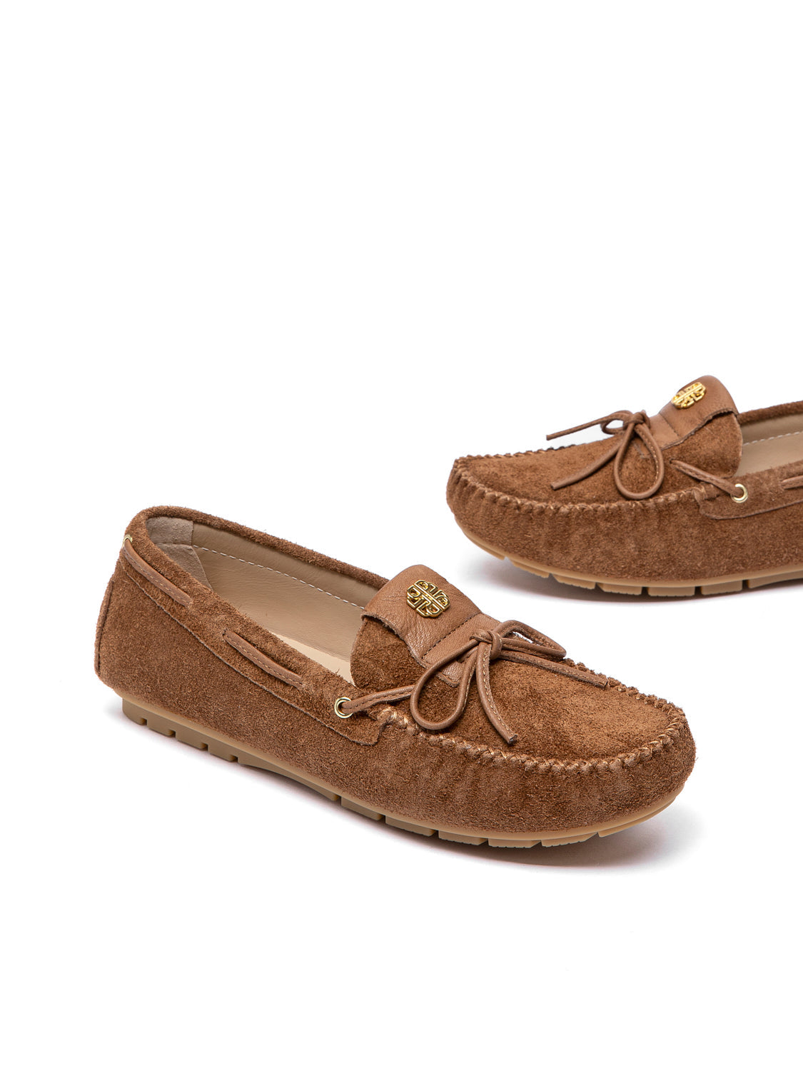 PAZZION, Querissa Bow-Tied Suede Loafers, Brown