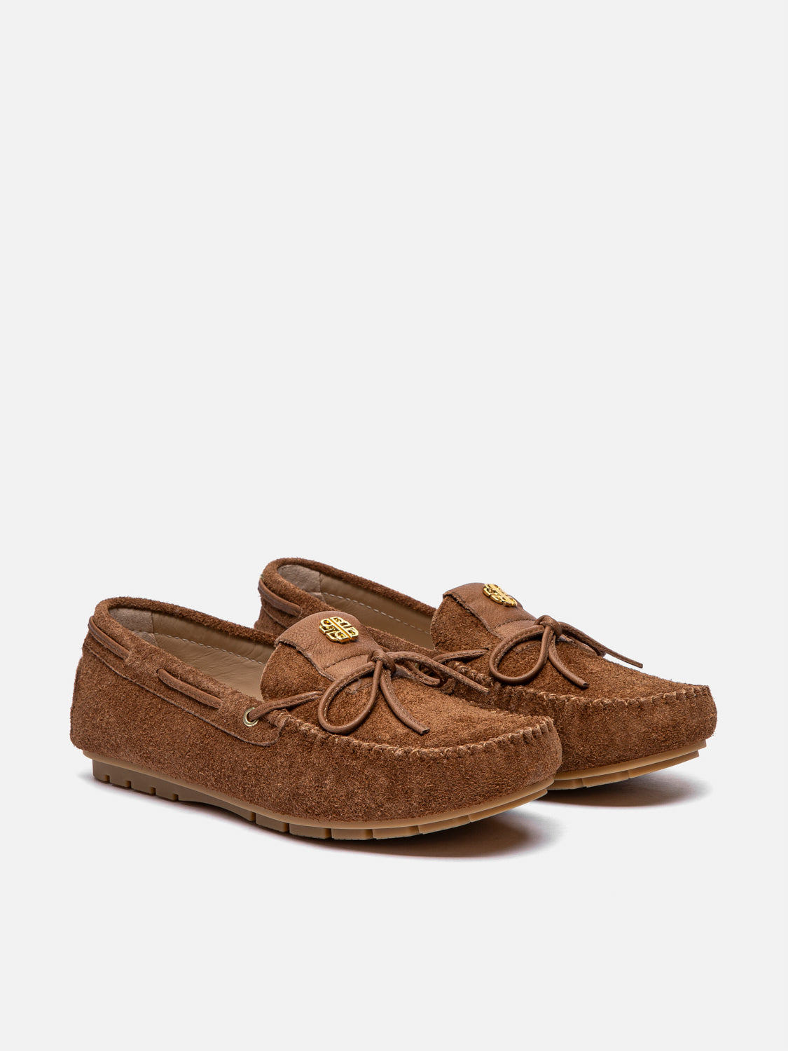 PAZZION, Querissa Bow-Tied Suede Loafers, Brown