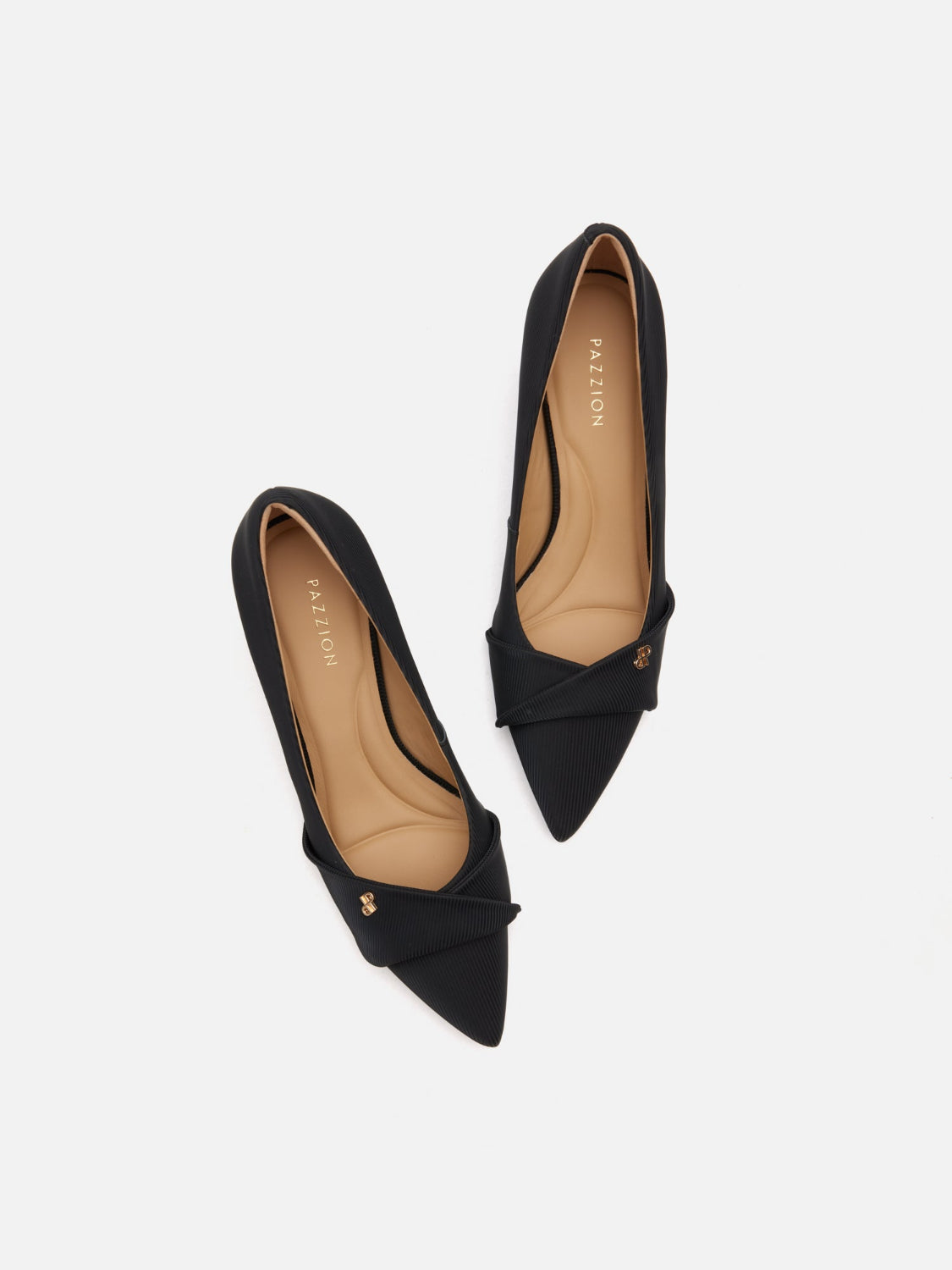 PAZZION, Quirielle Textured Pointed Toe Leather Heels, Black