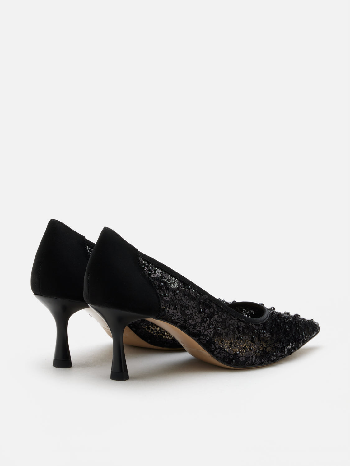 PAZZION, Raena Sequined Mesh Heels, Black