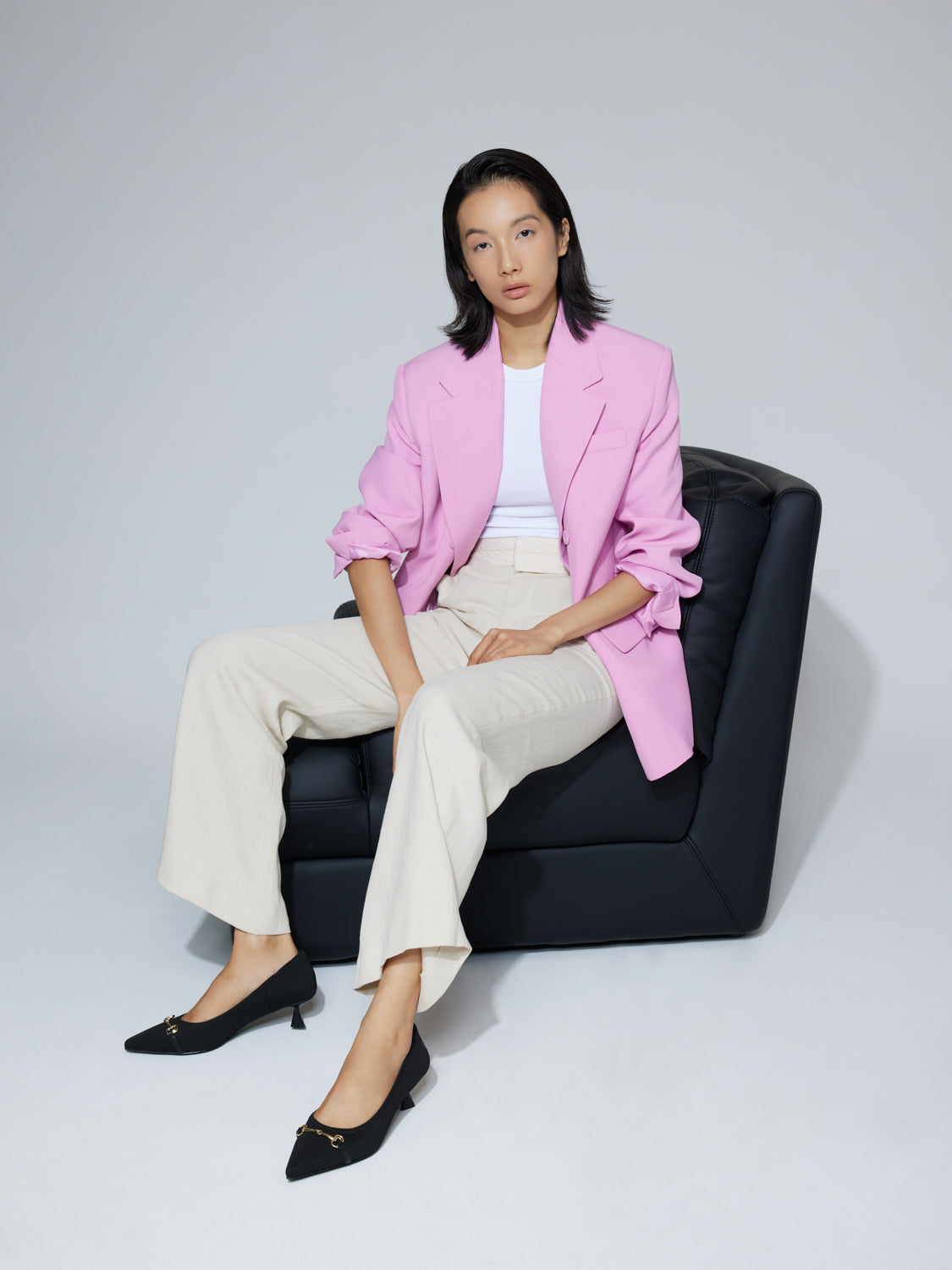 PAZZION, Ravessa Flyknit Pointed Toe Heels, Black