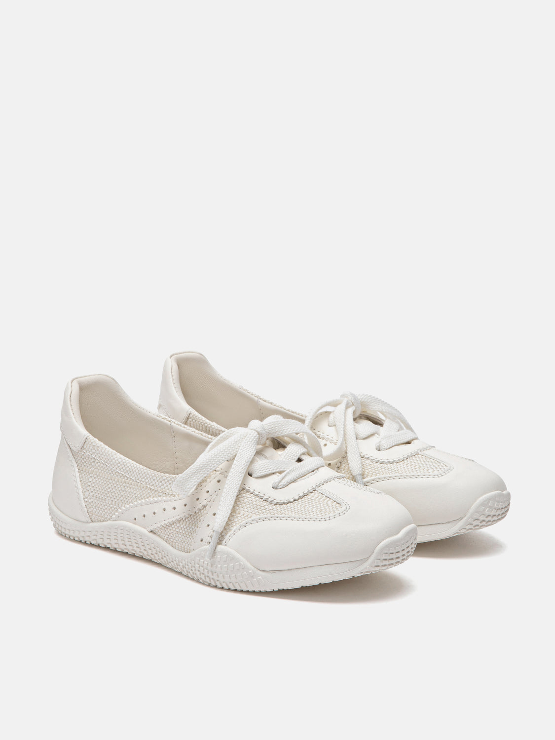 PAZZION, Renee Tweed Leather Flats, White