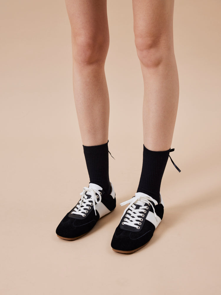 PAZZION, Renoir Suede Color Blocked Sneakers, Black