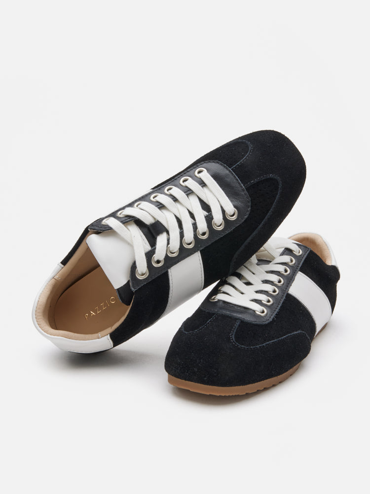 PAZZION, Renoir Suede Color Blocked Sneakers, Black