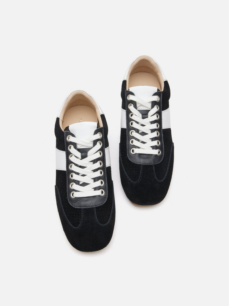 PAZZION, Renoir Suede Color Blocked Sneakers, Black
