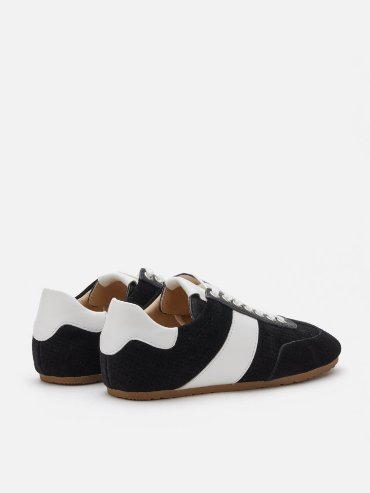 PAZZION, Renoir Suede Color Blocked Sneakers, Black
