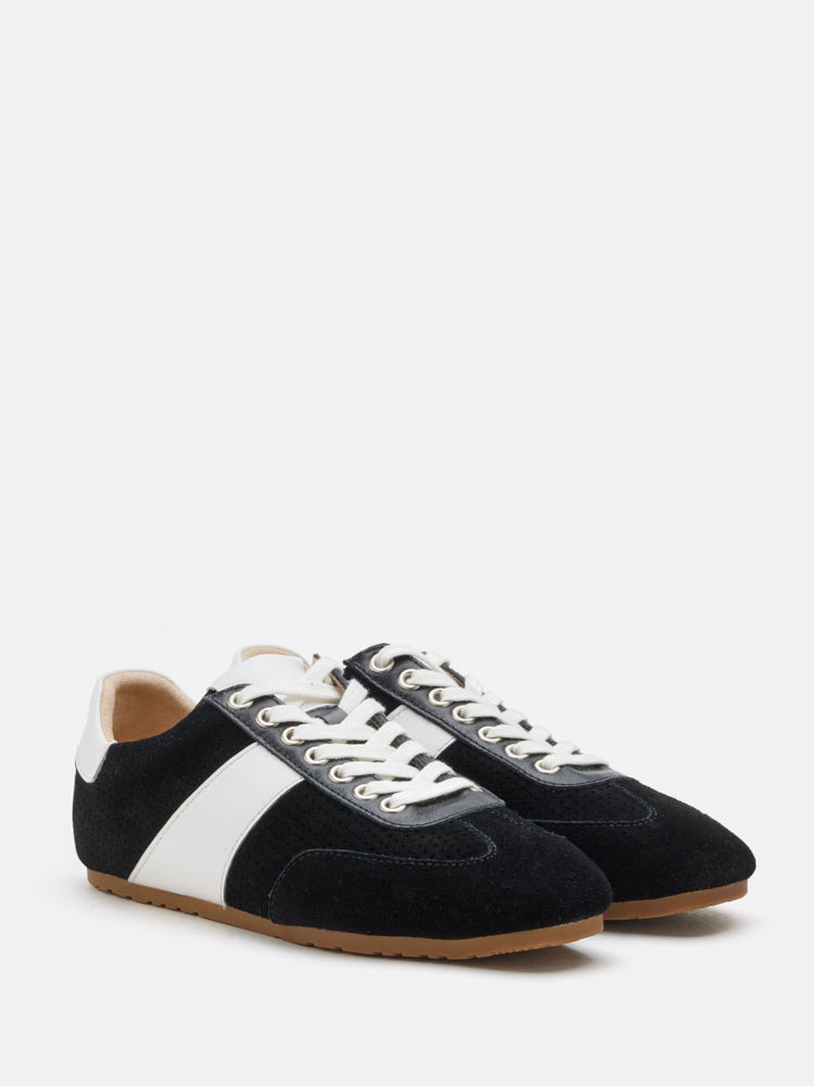 PAZZION, Renoir Suede Color Blocked Sneakers, Black