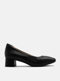 PAZZION, Rissa Rounded Low Block Heels, Black