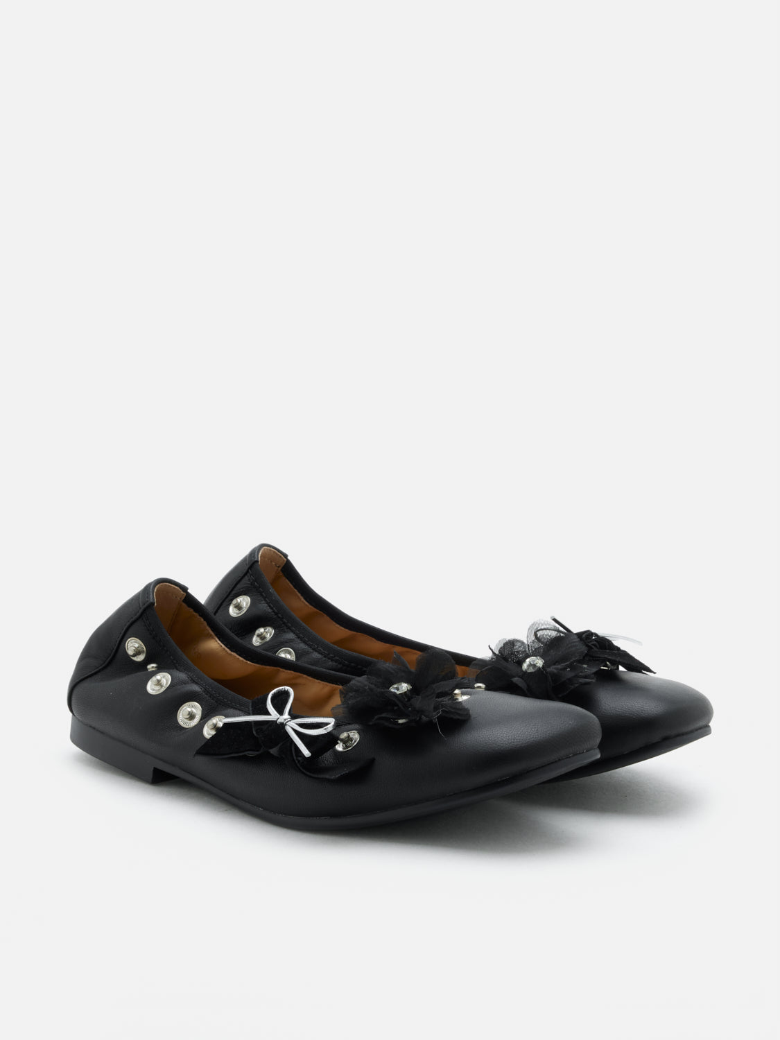 PAZZION, Rolene Clip-Stud Charmed Flats, Black