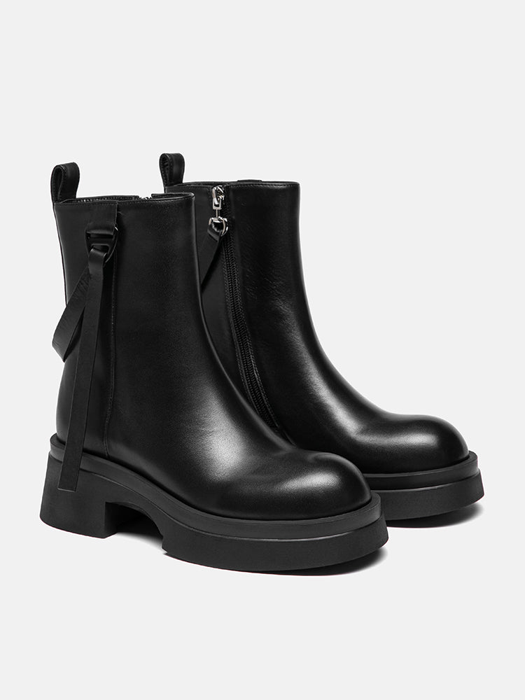 PAZZION, Rota Leather Ankle Boots, Black
