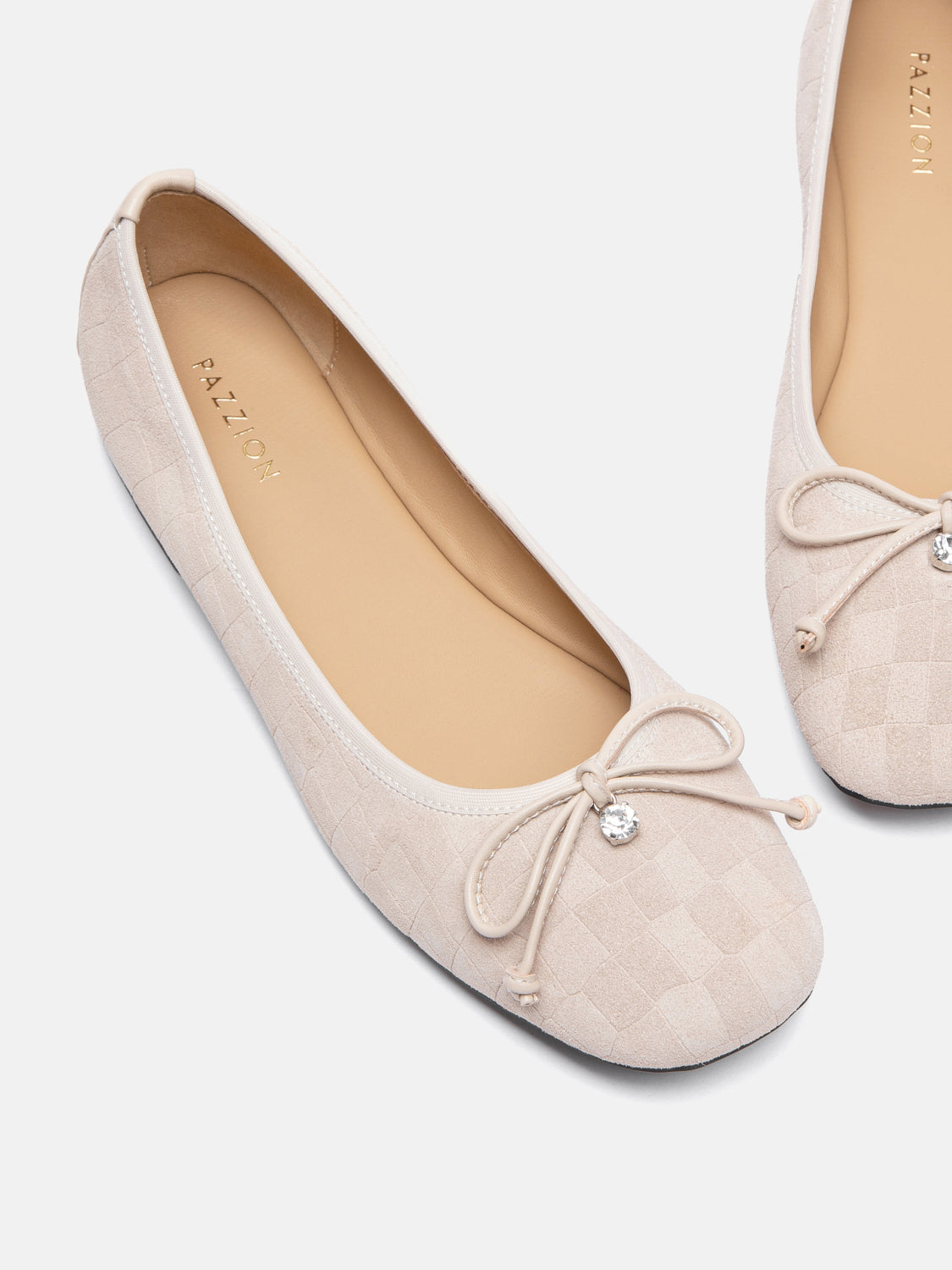 PAZZION, Salma Bow Suede Ballet Flats, Almond