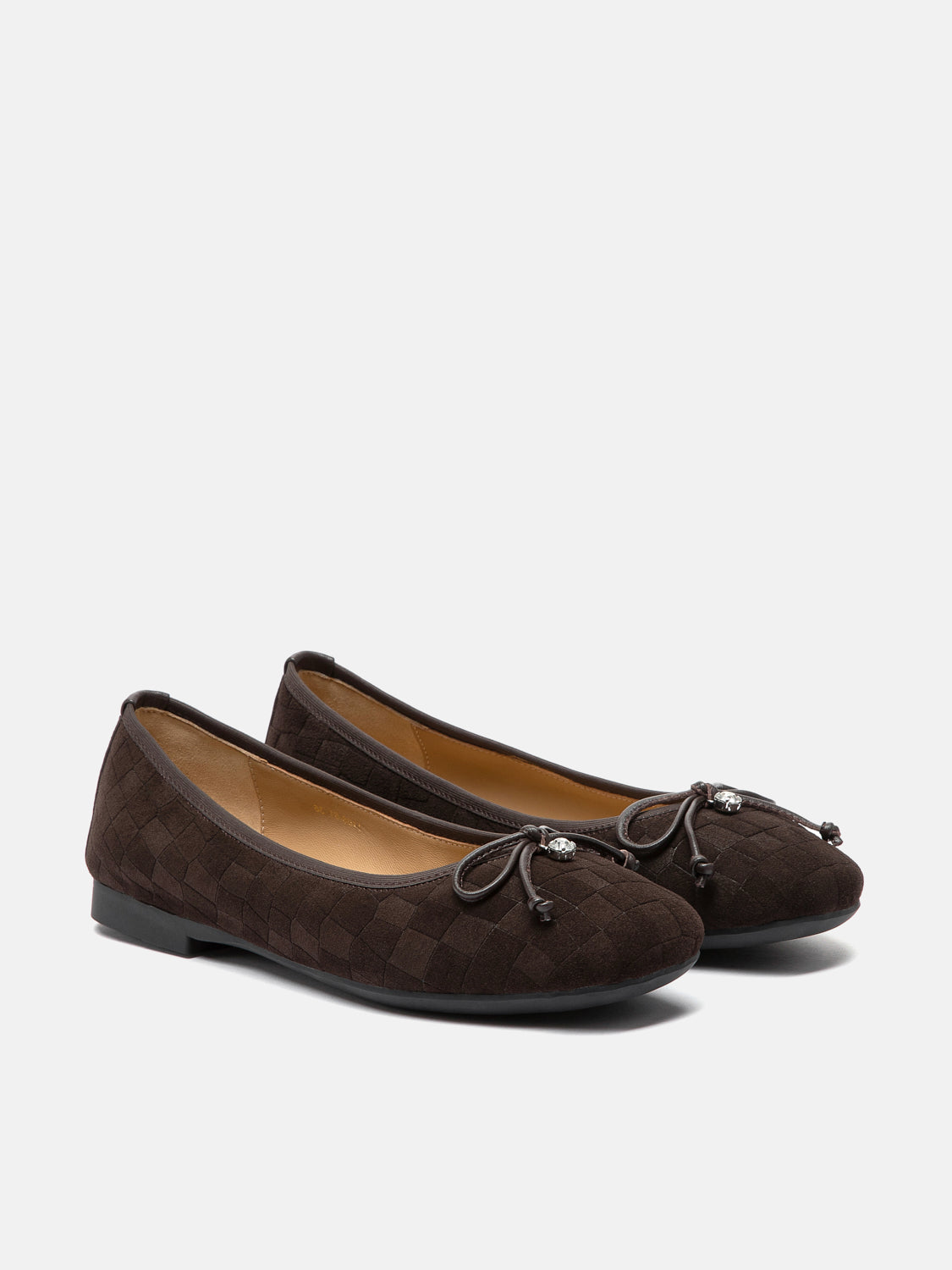 PAZZION, Salma Bow Suede Ballet Flats, Darkbrown