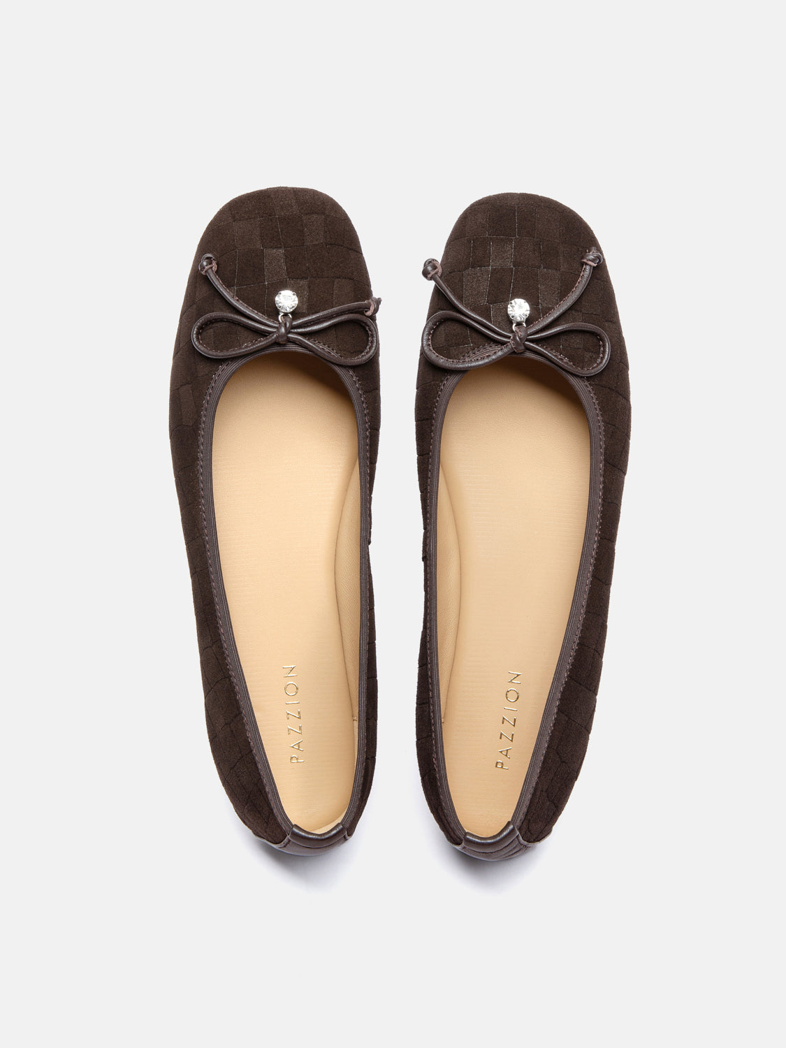 PAZZION, Salma Bow Suede Ballet Flats, Darkbrown