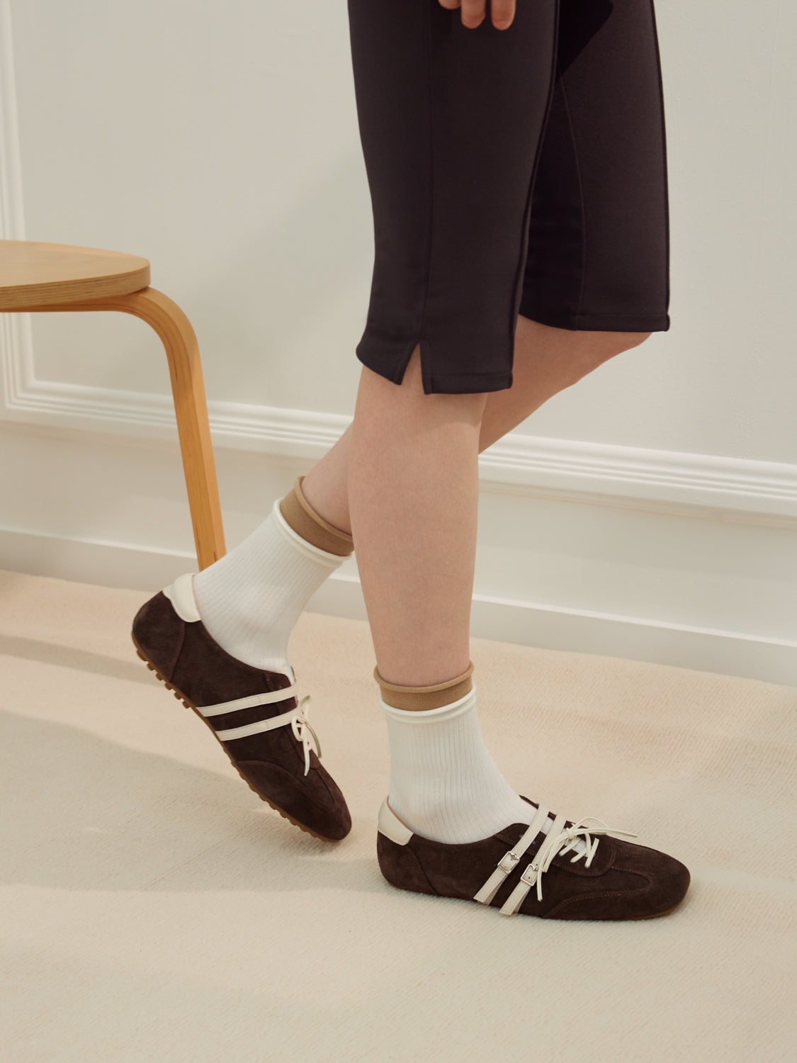 PAZZION, Samira Suede Sneakers, Darkbrown