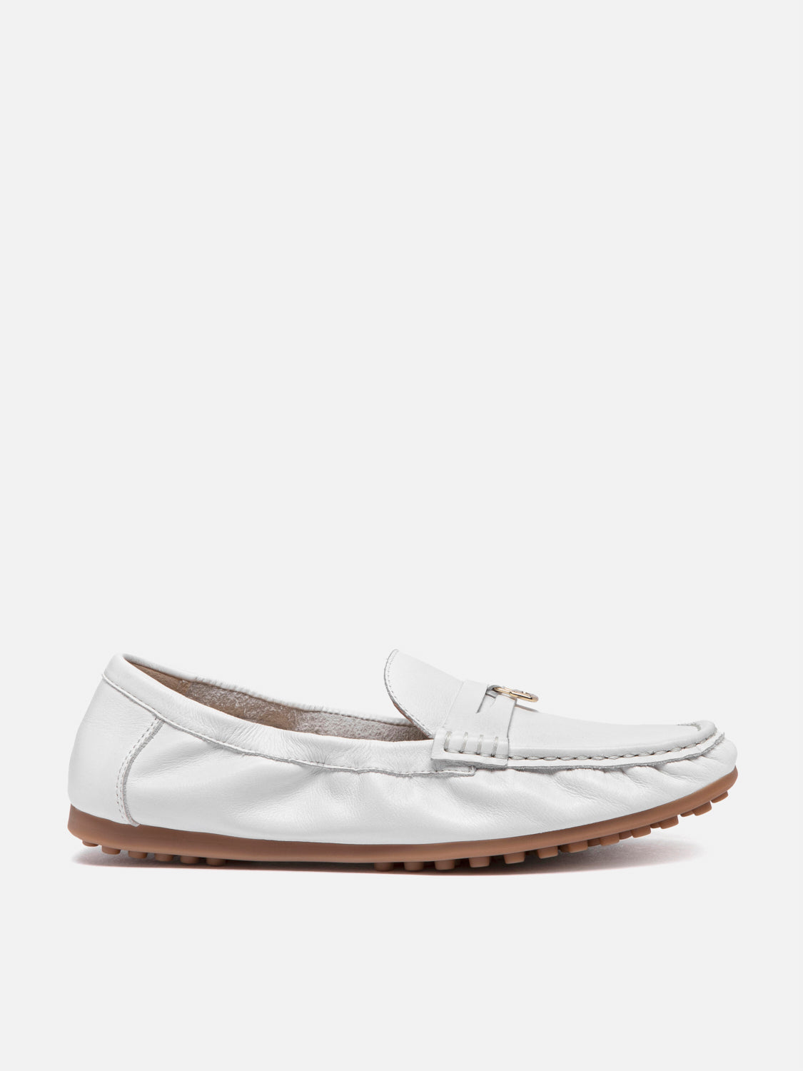 PAZZION, Sasha Lock Leather Moccasins, Beige
