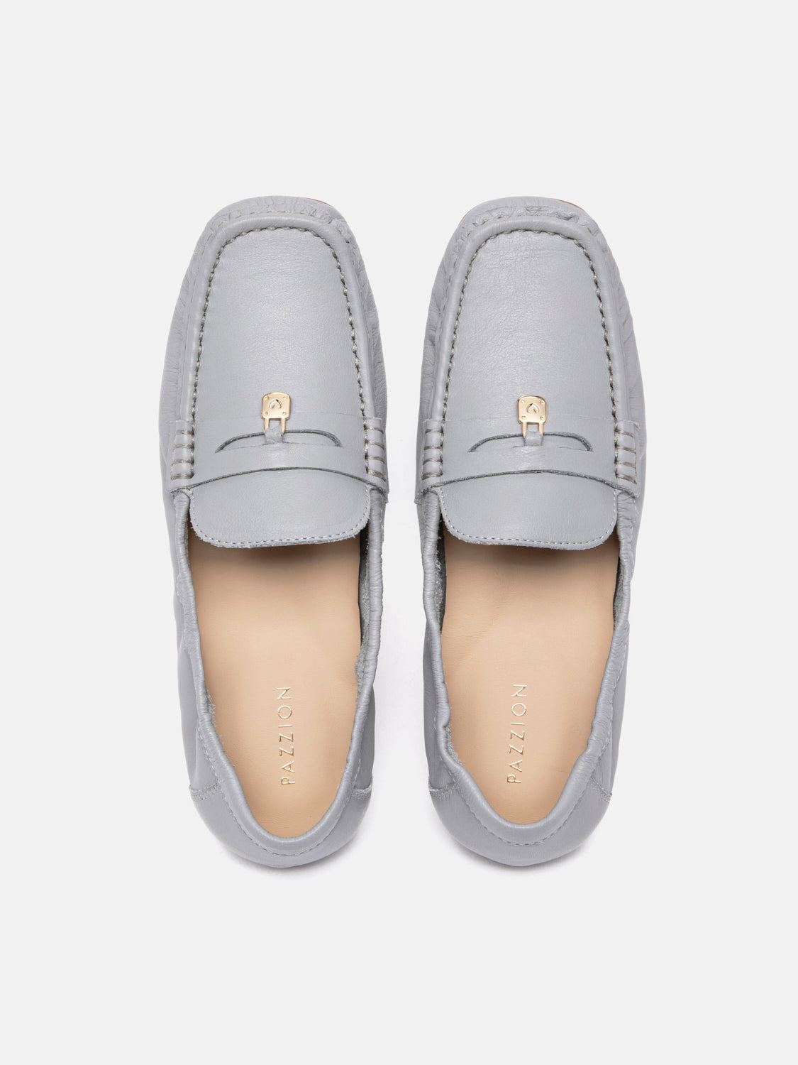 PAZZION, Sasha Lock Leather Moccasins, Grey