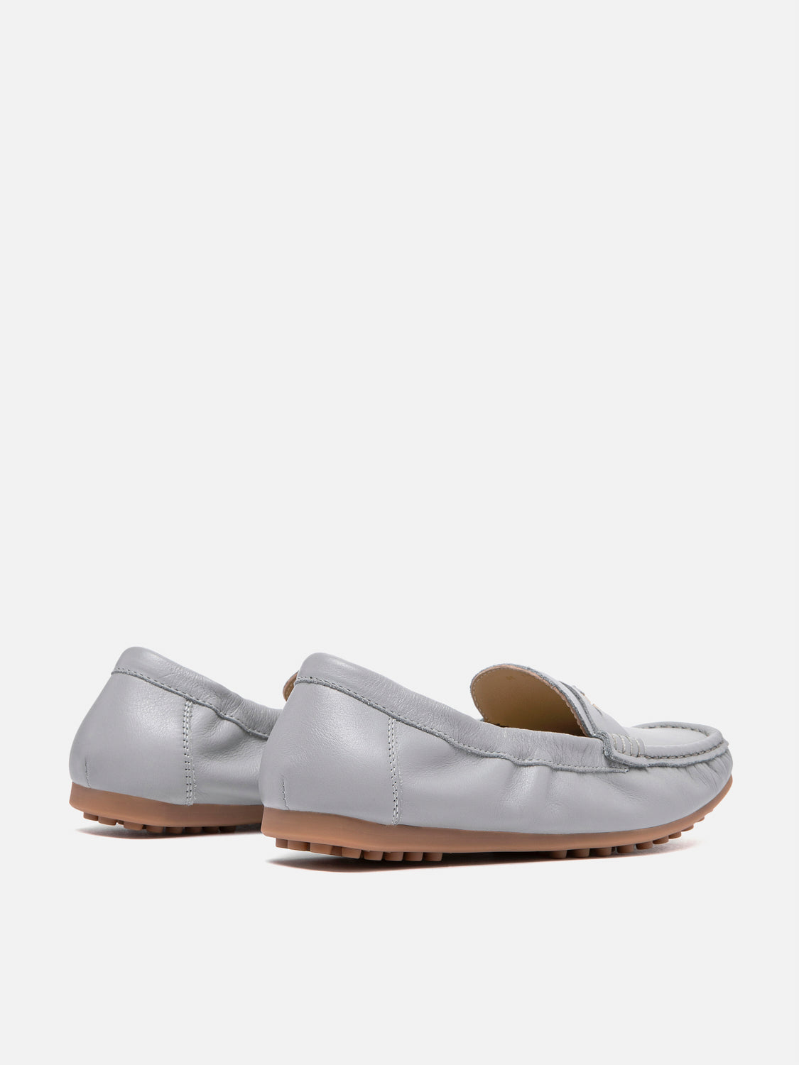 PAZZION, Sasha Lock Leather Moccasins, Grey