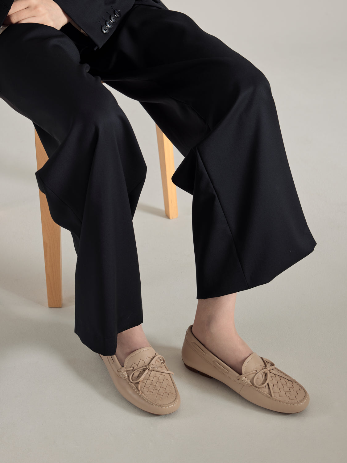 PAZZION, Savannah Woven Bow Leather Moccasins, Pink