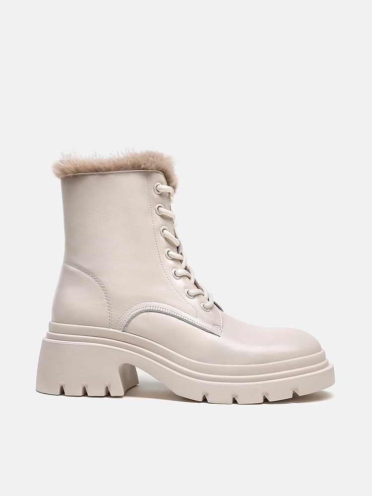 PAZZION, Scarlett Fur Boots, Beige