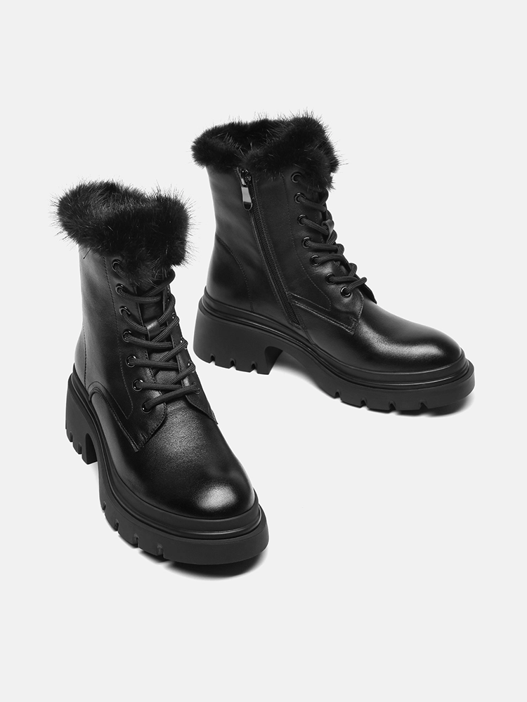 PAZZION, Scarlett Fur Boots, Black