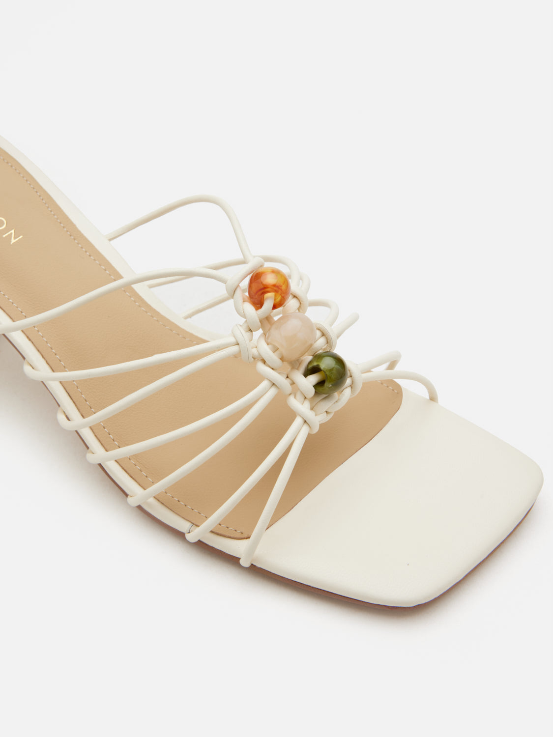 PAZZION, Shevone Bead Knot Sandal Heels, Beige