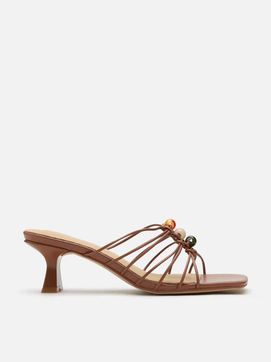 PAZZION, Shevone Bead Knot Sandal Heels, Brown