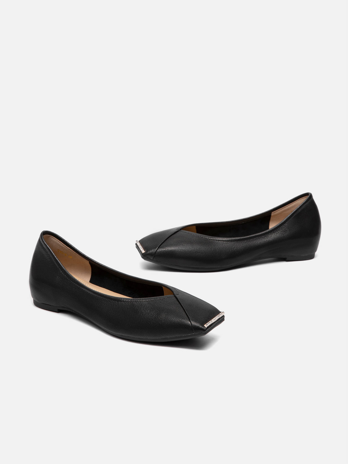 PAZZION, Silmare Crystal Embellished Leather Flats, Black