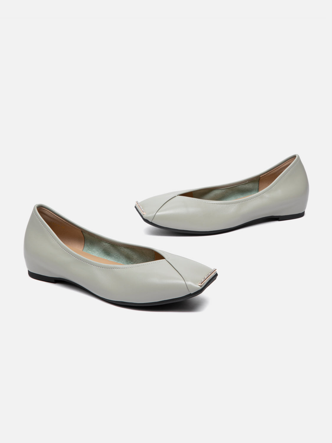 PAZZION, Silmare Crystal Embellished Leather Flats, Green