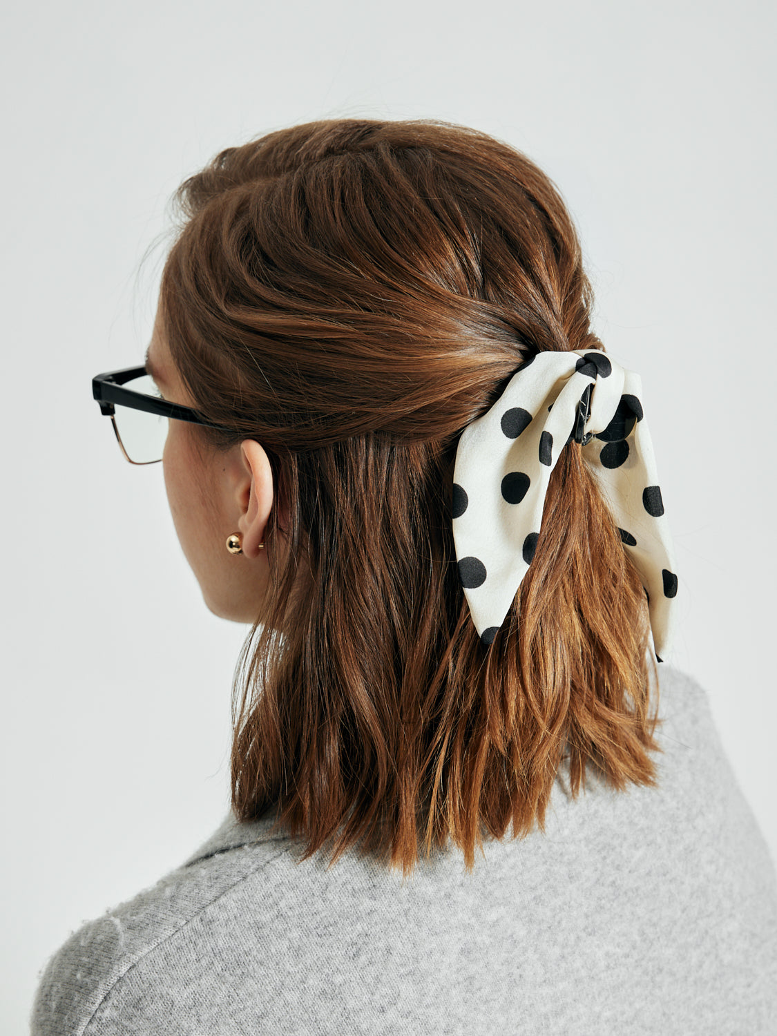 PAZZION, Simone Polka Dot Ribbon Hair Clip, Beige