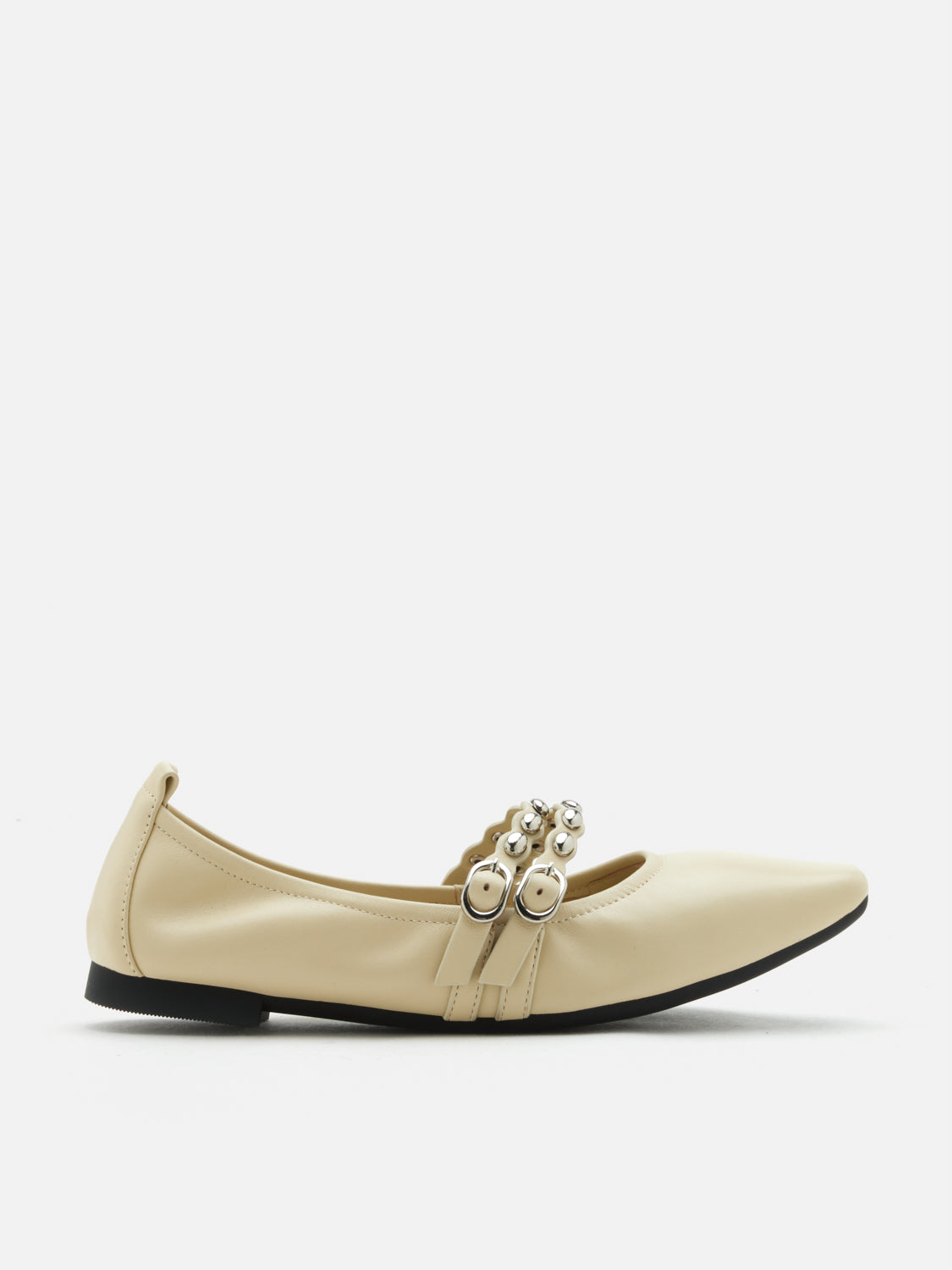 PAZZION, Sydney Studded Double Strap Flats, Yellow