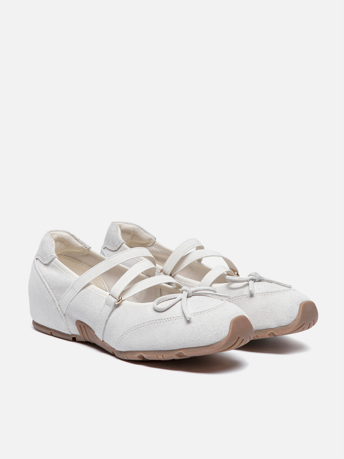 PAZZION, Talivienne Suede Bow Leather Mary Janes, Beige