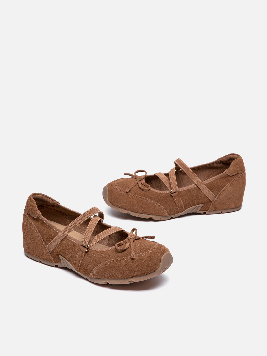 PAZZION, Talivienne Suede Bow Leather Mary Janes, Brown