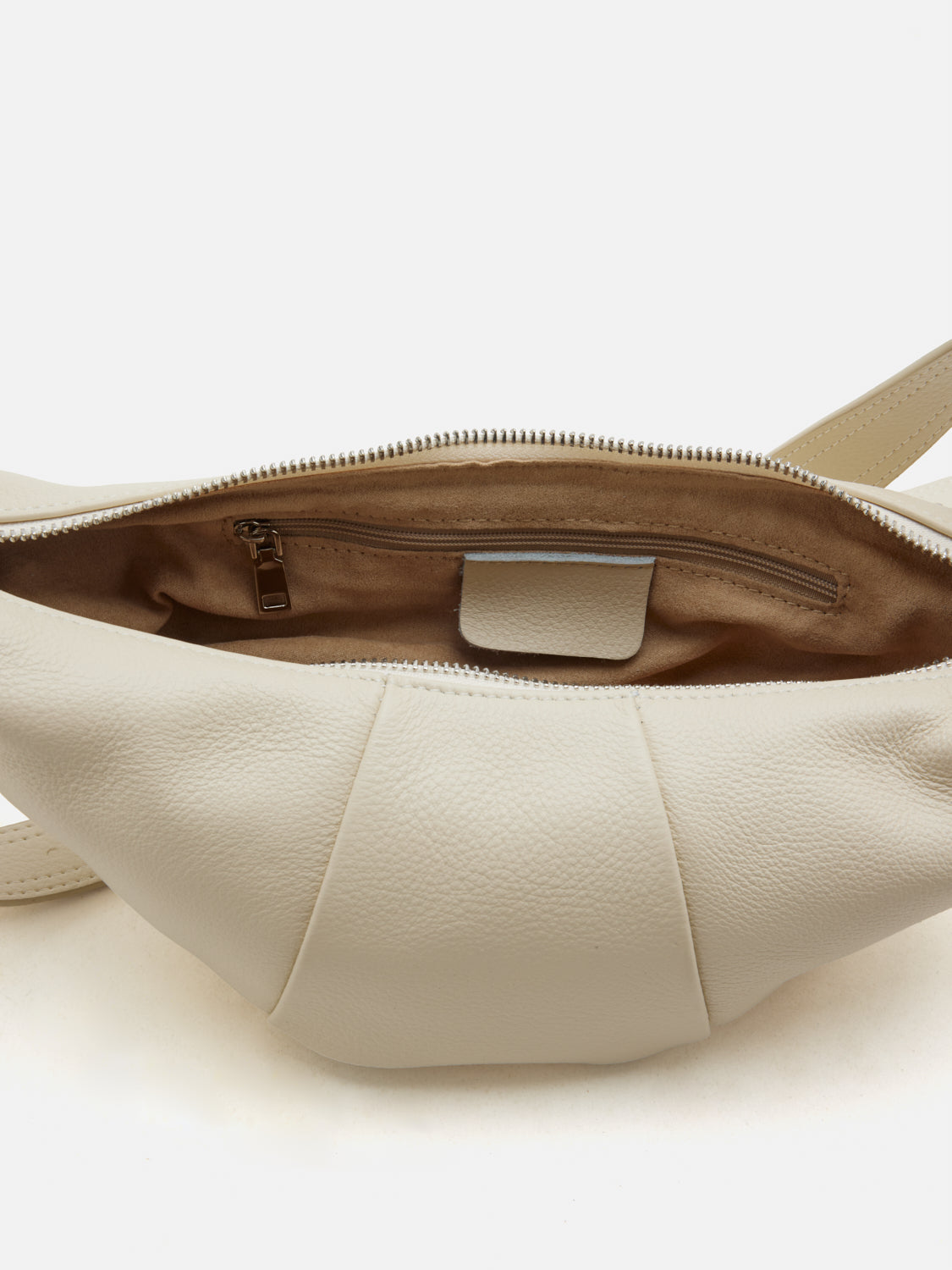 PAZZION, Tara Leather Croissant Bag, Beige