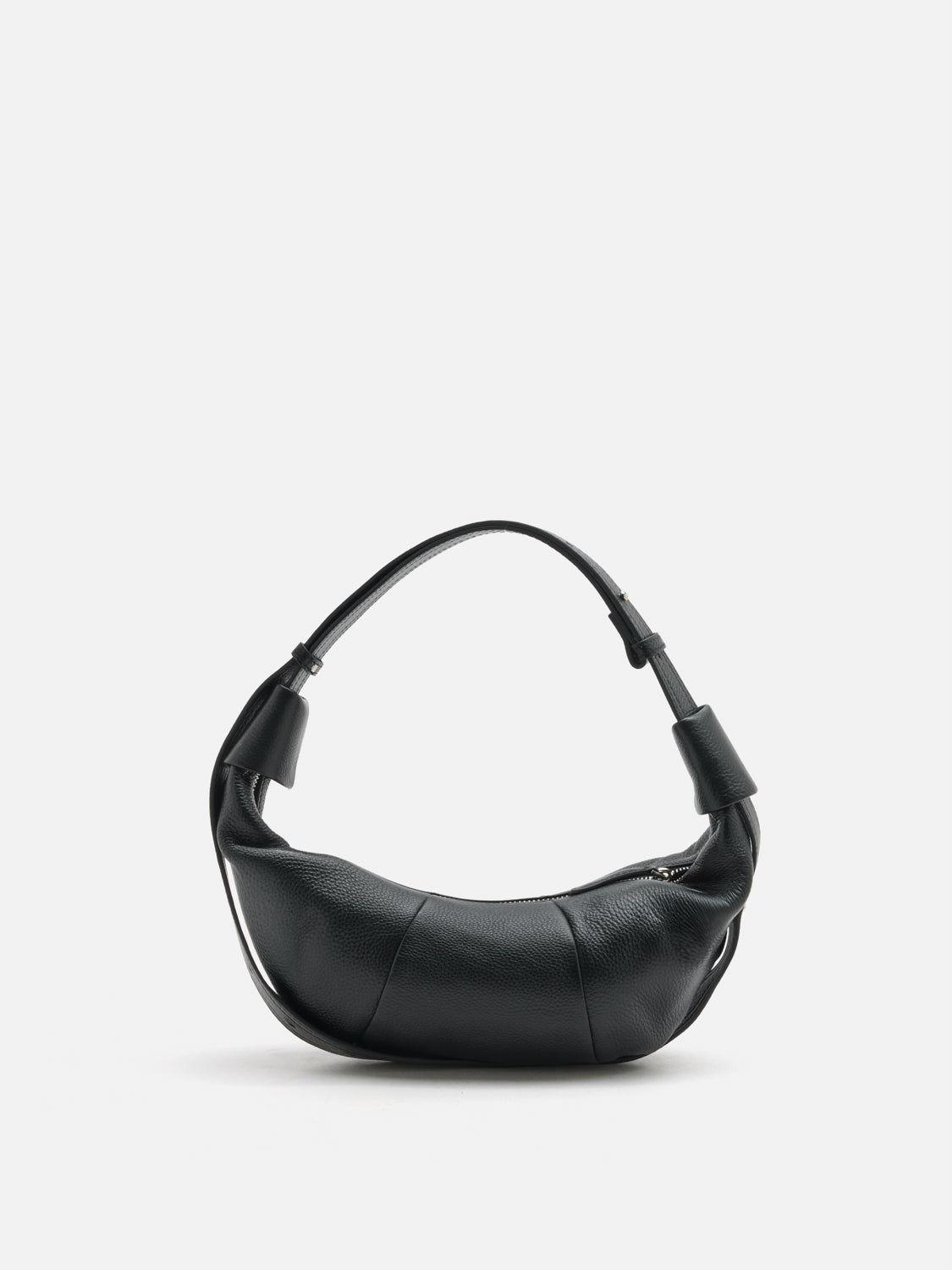 PAZZION, Tara Leather Croissant Bag, Black