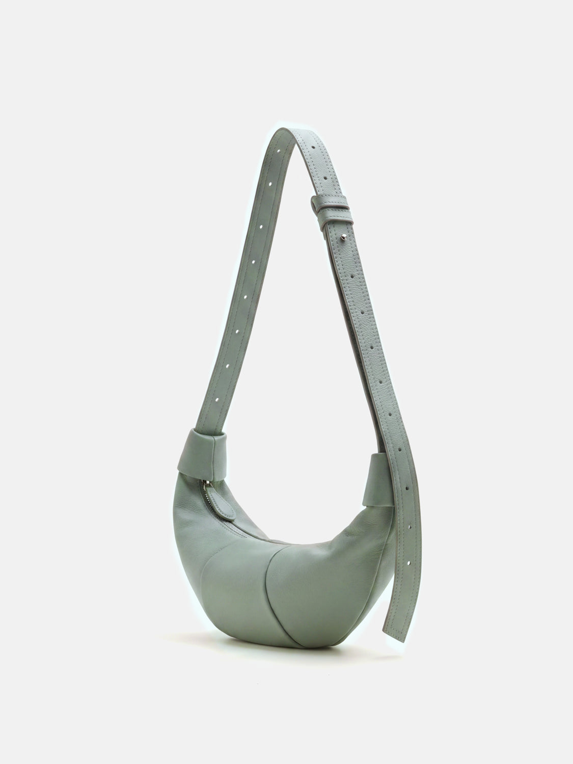 PAZZION, Tara Leather Croissant Bag, Lightblue