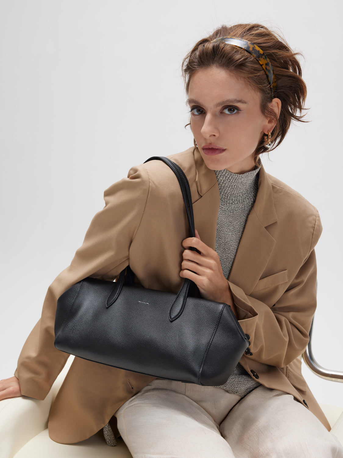 PAZZION, Taryn Leather Shoulder Bag - Black