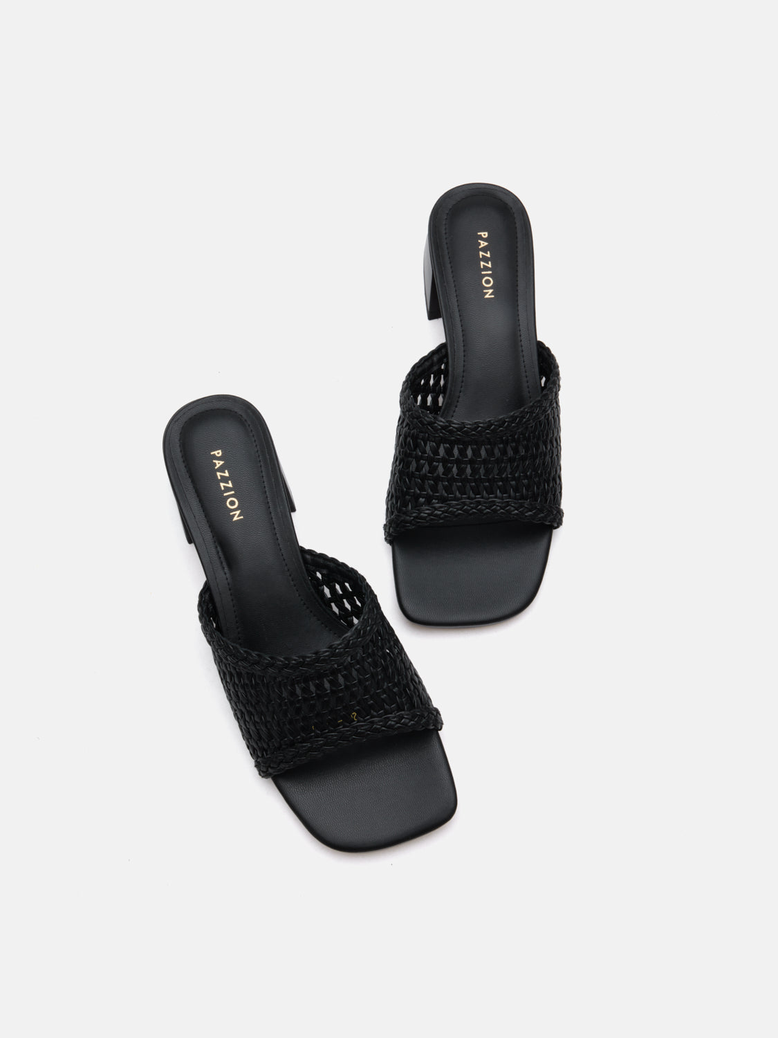 PAZZION, Taylor Woven Braided Mule Heels, Black