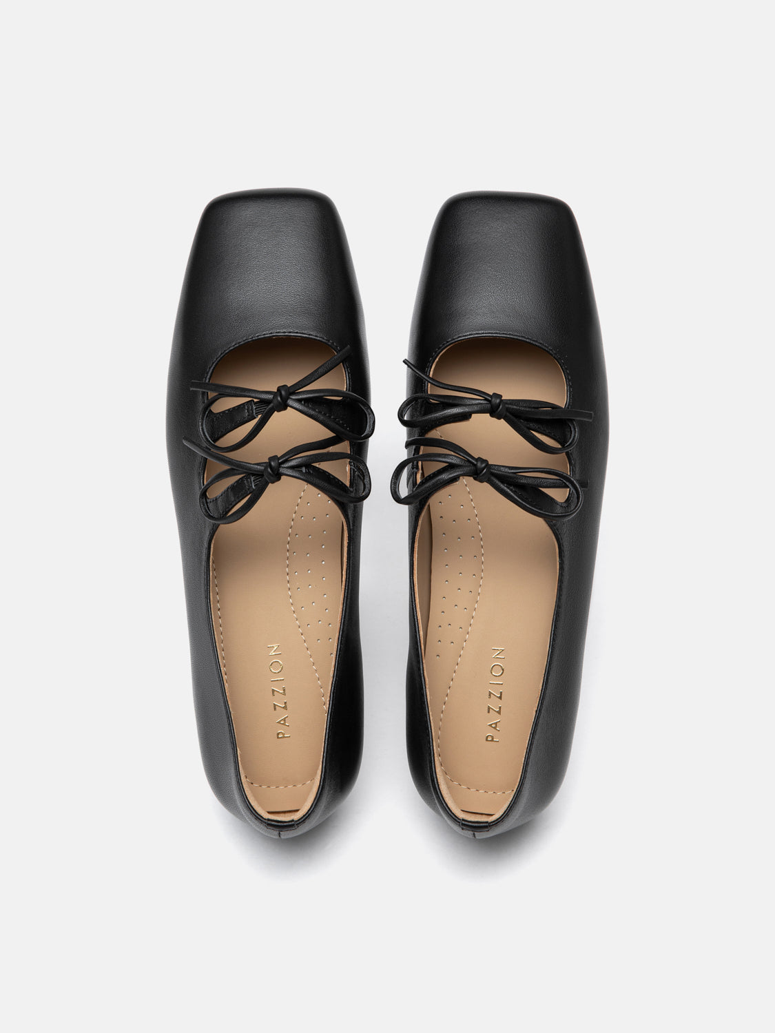 PAZZION, Tilda Bows Square Toe Flats, Black