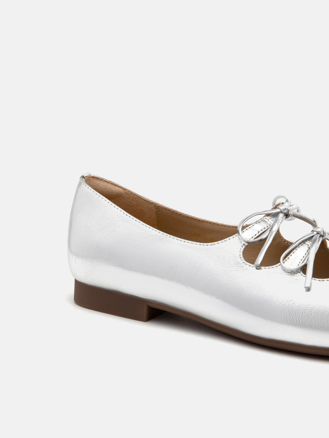 PAZZION, Tilda Bows Square Toe Flats, Silver