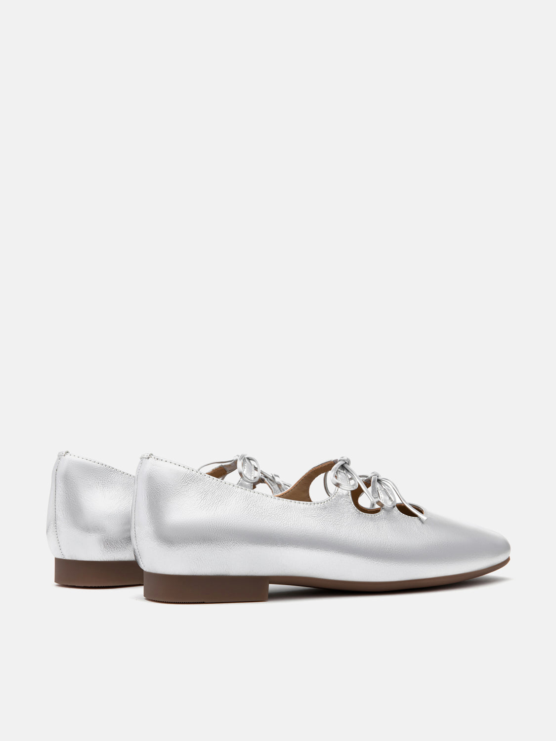 PAZZION, Tilda Bows Square Toe Flats, Silver