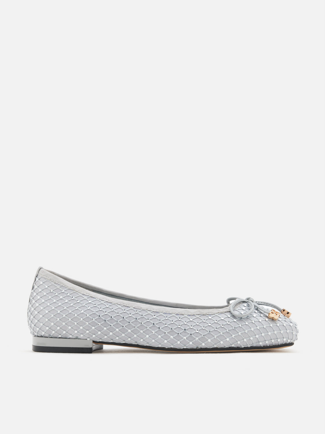 PAZZION, Tory Crystal Grid Bow Flats, Grey