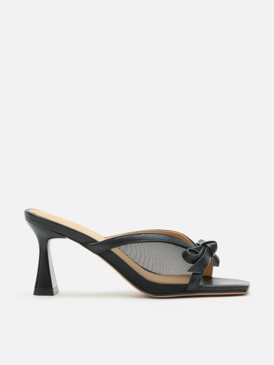 PAZZION, Uira Mesh Bow Mule Heels, Black