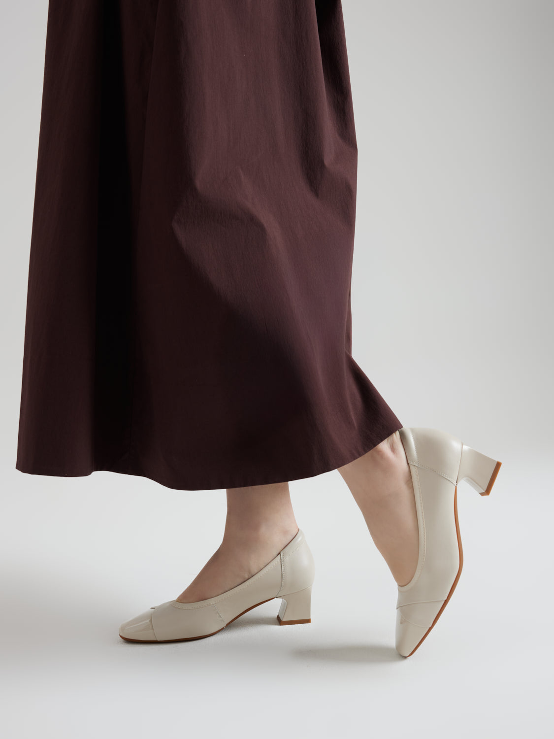 PAZZION, Ulissea Two-Tone Patent Leather Heels, Beige