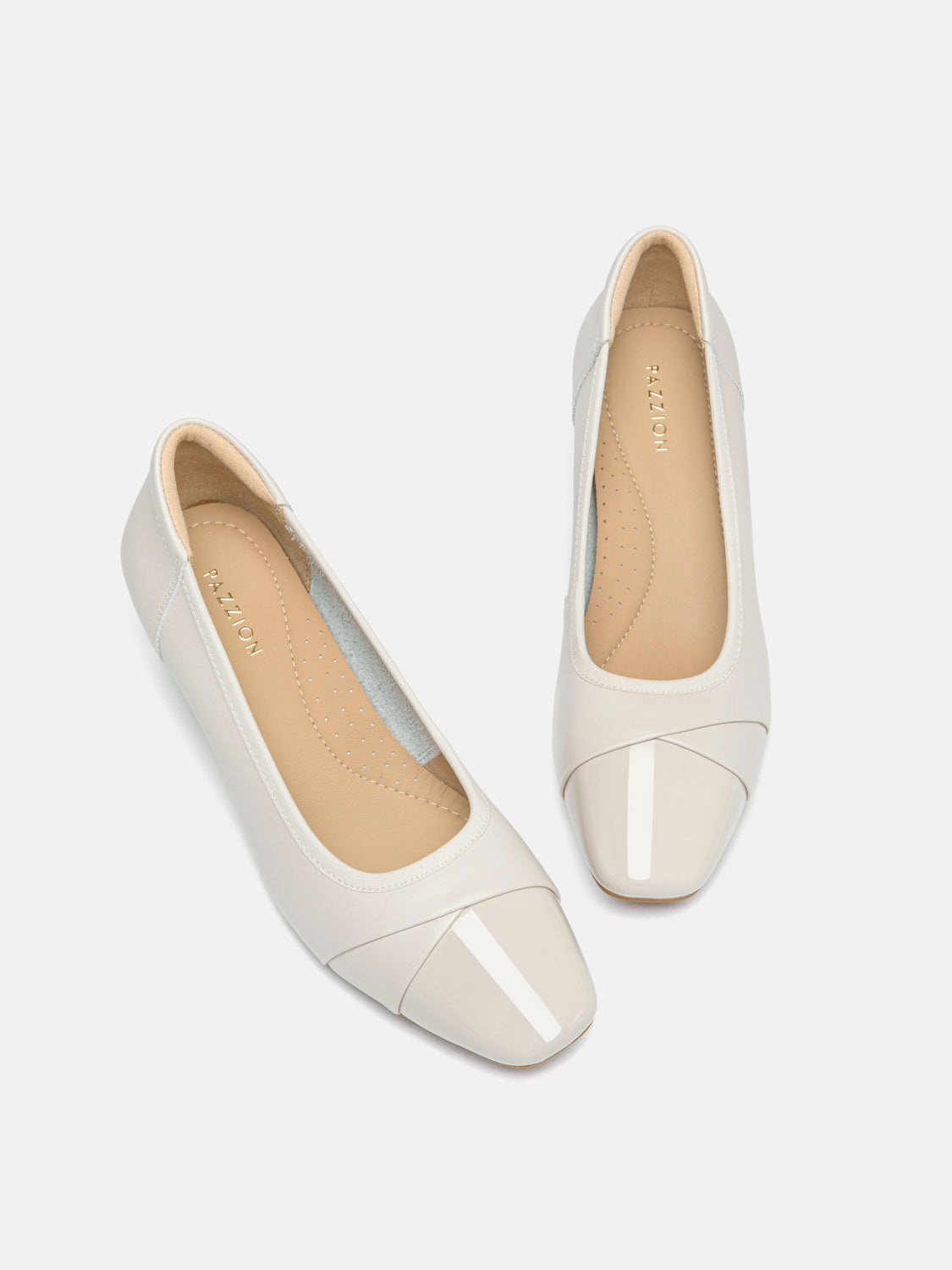 PAZZION, Ulissea Two-Tone Patent Leather Heels, Beige
