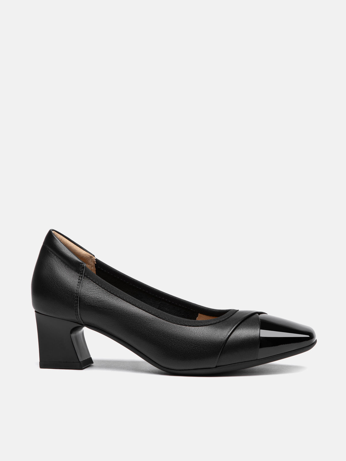 PAZZION, Ulissea Two-Tone Patent Leather Heels, Black