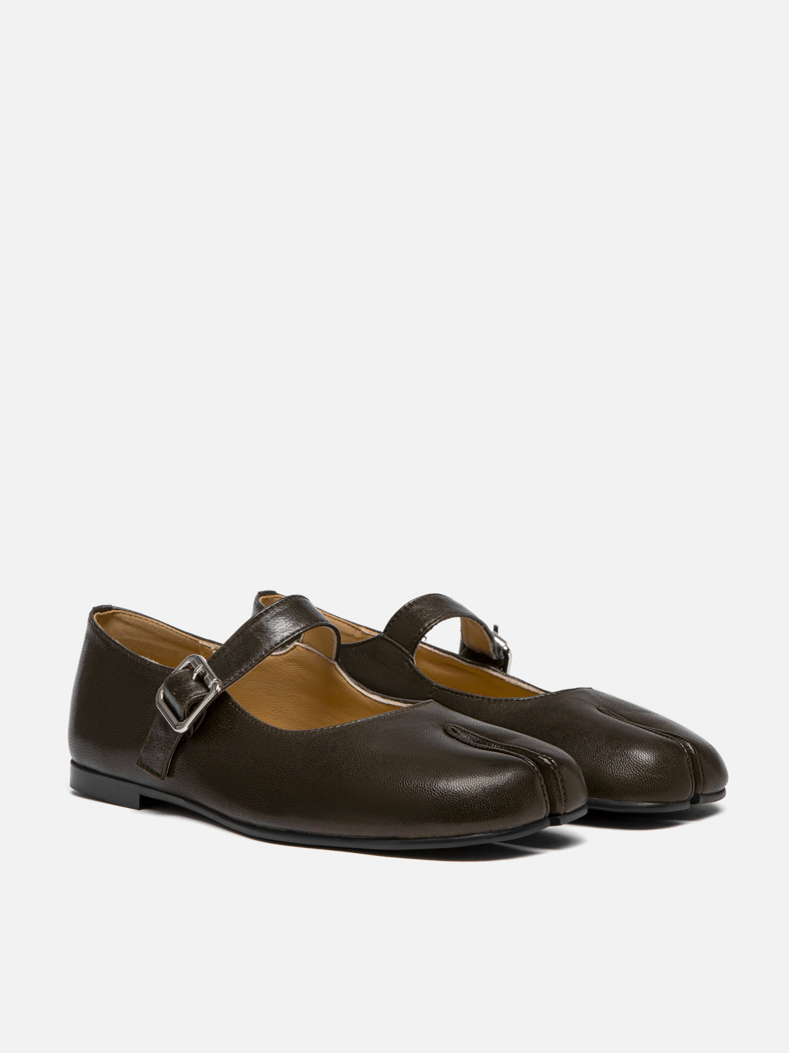 PAZZION, Una Leather Tabi Mary Janes - Dark Brown, Brown