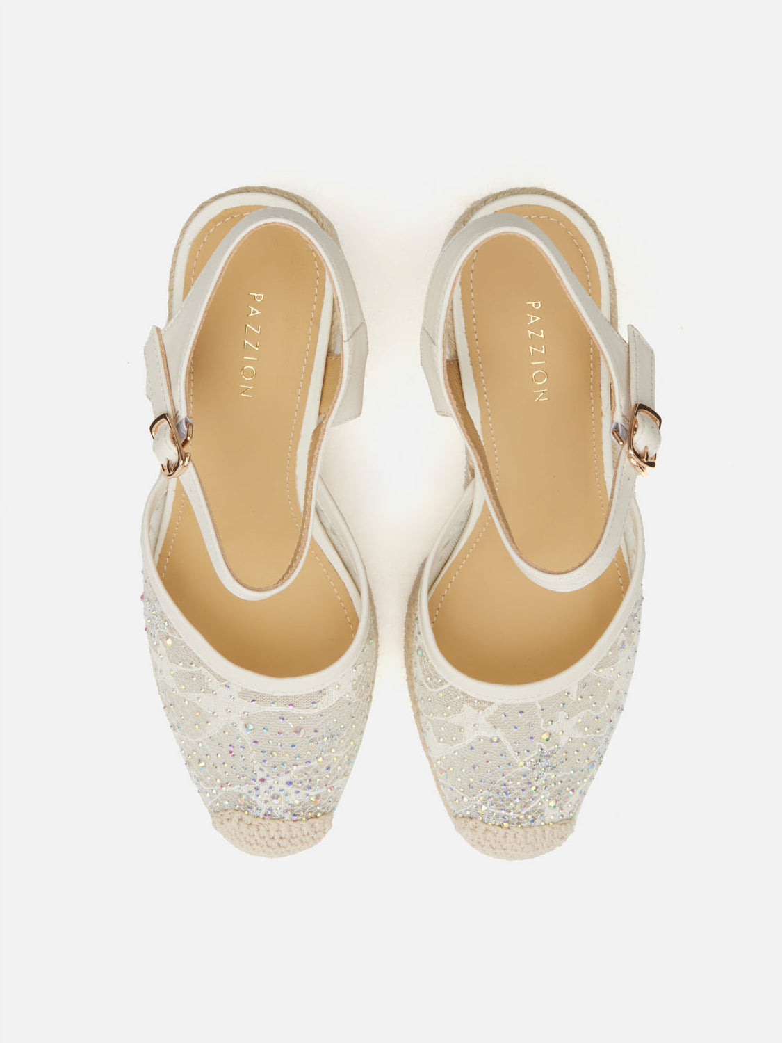 PAZZION, Varianne Crystal Embellished Wedges, Beige