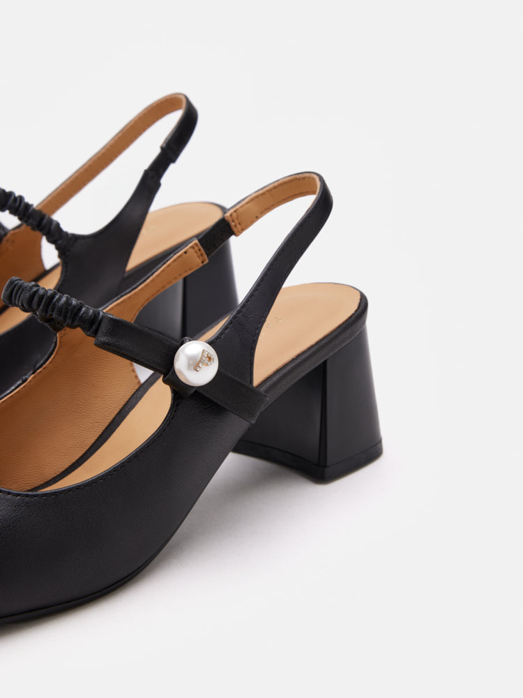 PAZZION, Vika Pearl Mary Jane Pumps, Black