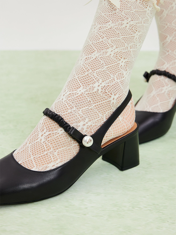 PAZZION, Vika Pearl Mary Jane Pumps, Black